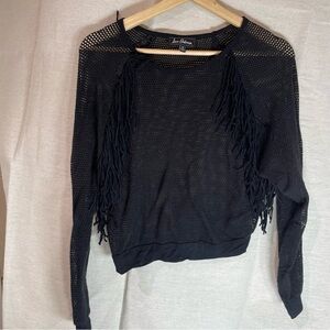 Sam Edelman Black Mesh Top with fringe